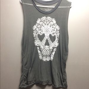 Skull lace print tank